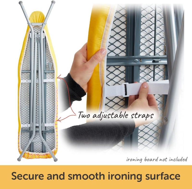 Oliso Ironing Board Cover – 100% Cotton with Professional Felt Pad, Fits Standard 54" x 15" Boards – Secure Fit with Wide Elastic Edge & Adjustable Straps – Yellow - Image 4